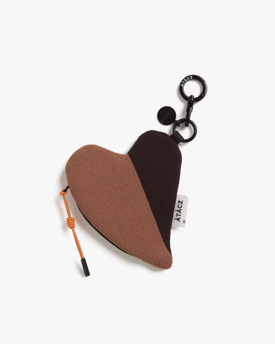 Heart Knitted Pouch — Mud